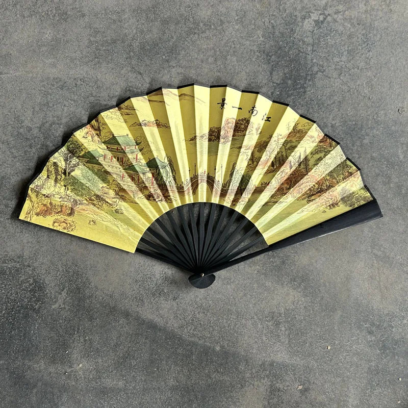 Ancient Folding Fan Chinese Scenic Spots Retro Classic Blank Craft