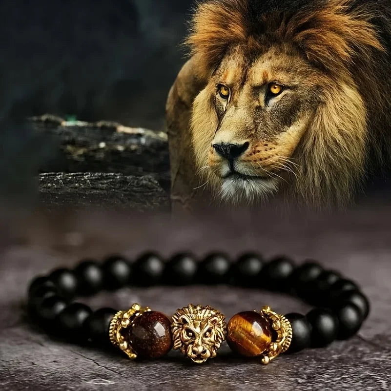 Vintage Tiger Eye Bracelet 1pc Stone Yellow Tiger Eye Black Round Bead Elastic Bracelet Jewelry Gift Oasis Select