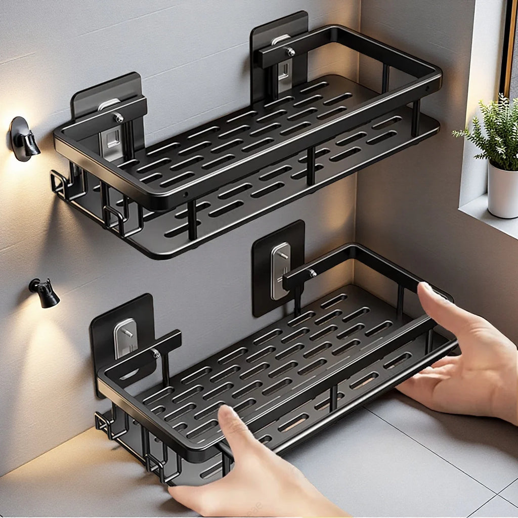 Bathroom Shelf Kitchen Storage Organizer Aluminum Alloy Shampoo Rack Shower Shelf Bathroom Accessories No Drill Shelf Oasis Select