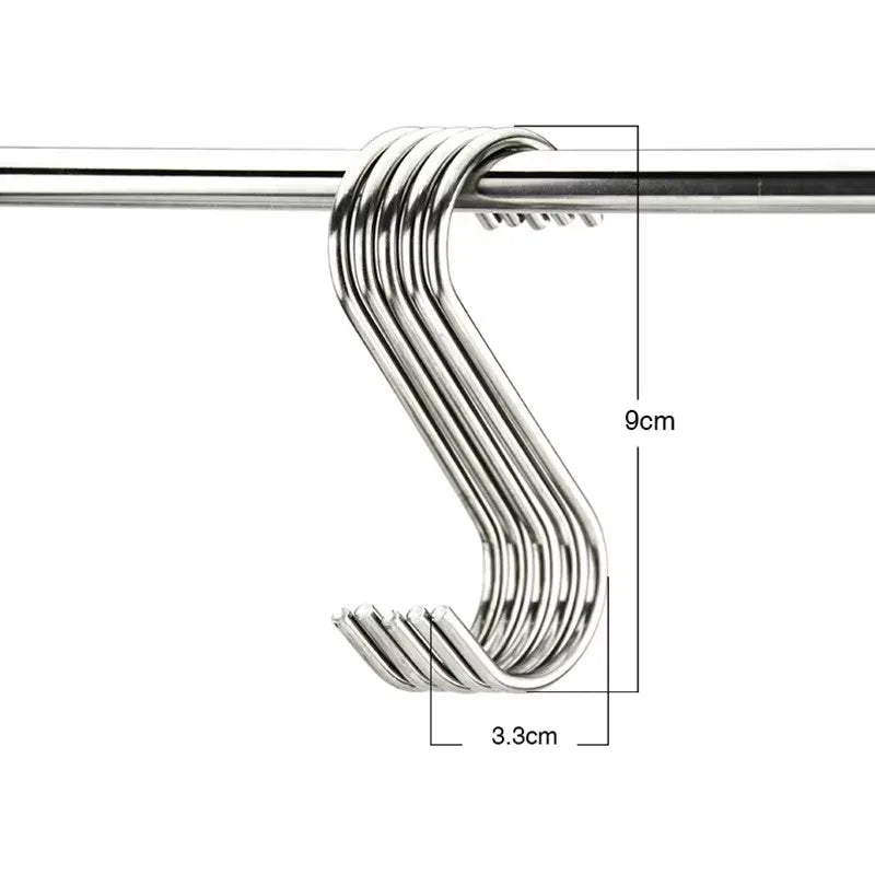5/10/20/25pcs Stainless Steel S-Shape Hooks Multifunction Hanging Hook For Clothes Bags Towels Home Kitchen Storage Rack Holders Oasis Select 5pcs-L
