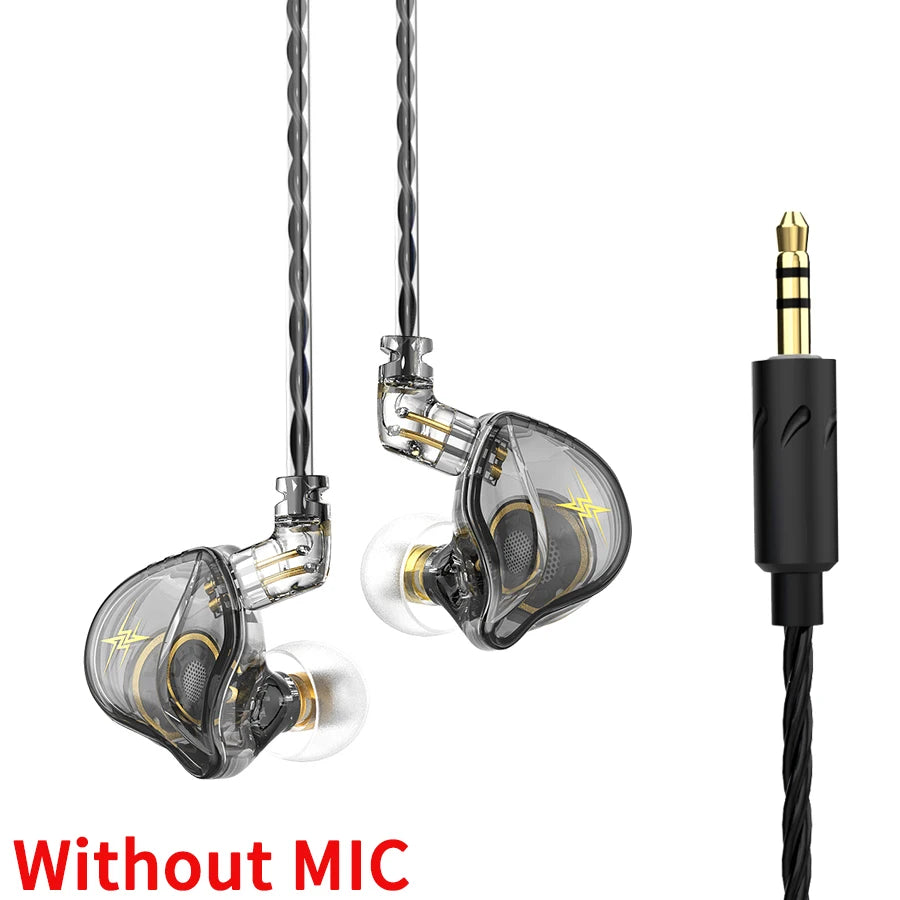QKZ ZXT In Ear Wired Earphones Dynamic DJ Monitor IEM Earbuds HIFI Music Sport Headphone Noise Cancelling Bass Headset With Mic Oasis Select Gray No Mic