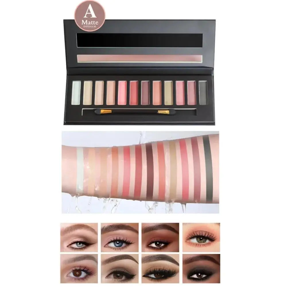 Fit Colors 12-Shade Eyeshadow Palette – Blush, Highlight & Contour