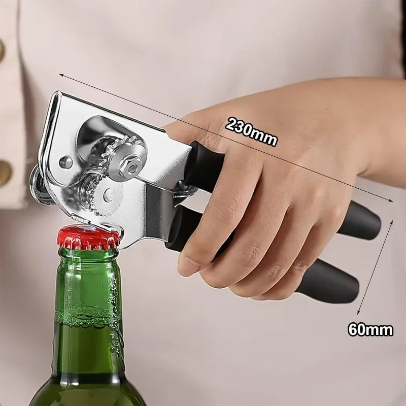 Stainless Steel Manual Can Opener Heavy Duty Handheld with Extra Long Handles for Seniors Elderly Kitchen Use Bottle Opener Oasis Select