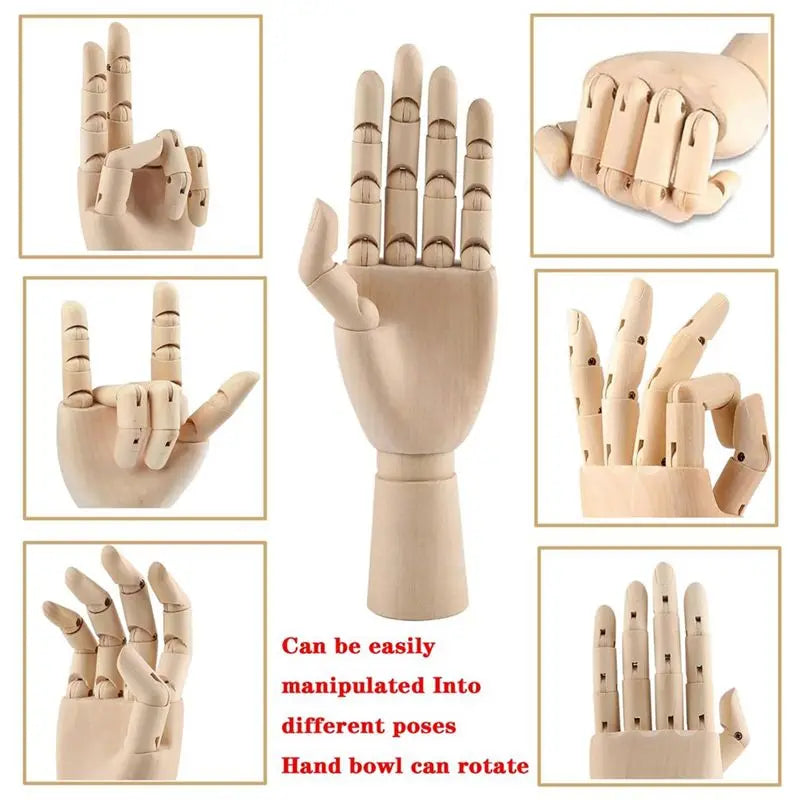 LIKE WISH Wooden Hand Model, 2 PCS, 12 Inches Left And Right Hand Art Mannequin Figure With For Hand Jewelry Display, Decoration Oasis Select