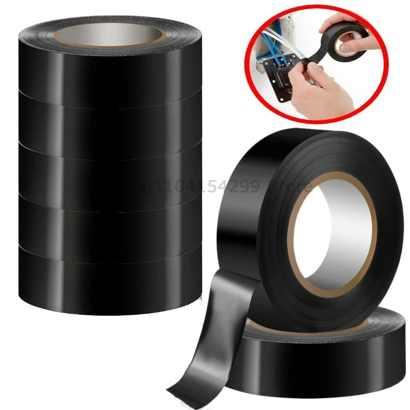 10/100M Black Flame Retardant Electrical Insulation Tape Strong Adhesive Wire Harness Tape for Electrical Wiring Waterproof Tape Oasis Select black 16mm 10M(1 roll)