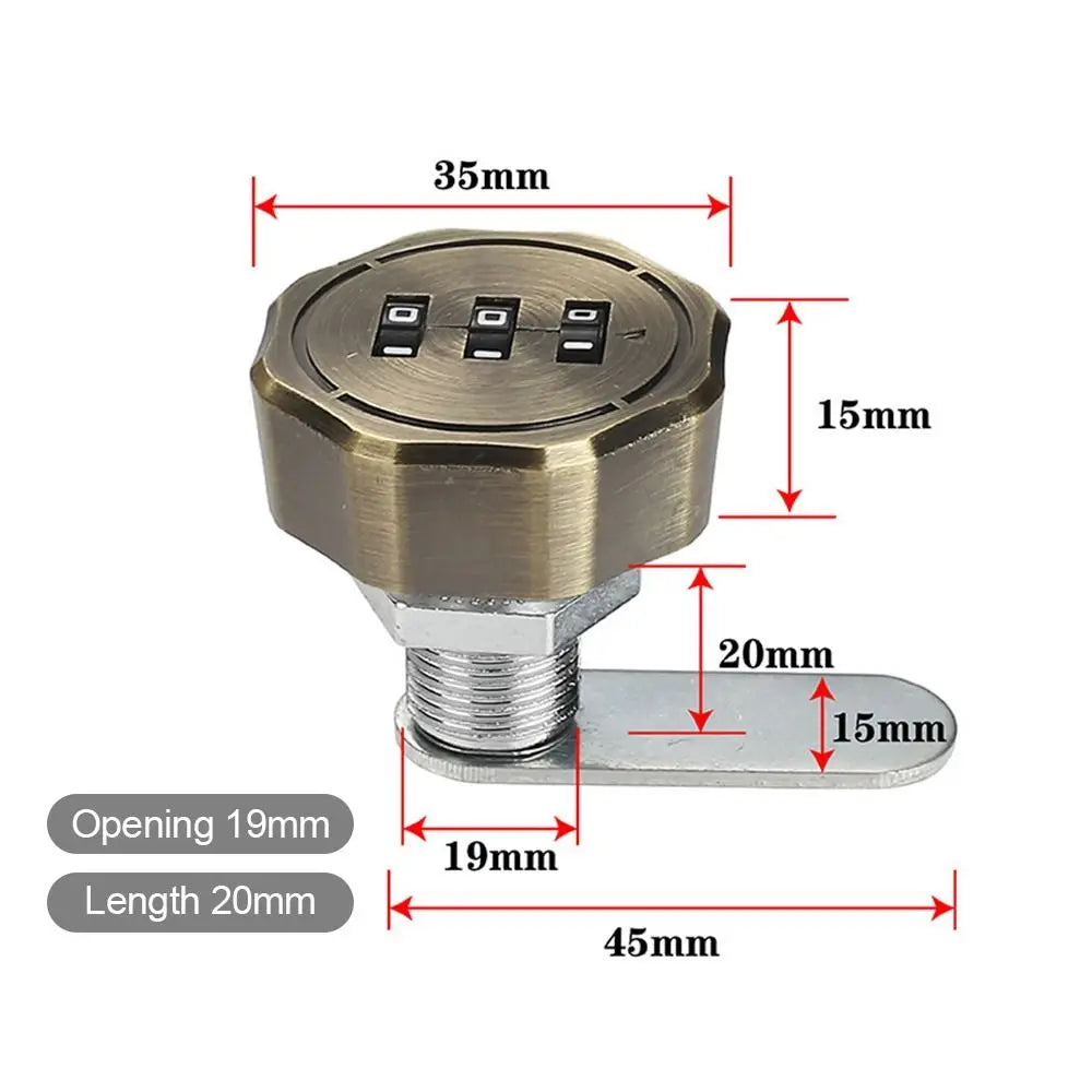 Cabinet Mailbox Password Locker 3 Digital Code Combination Lock Cupboard Drawer Password Locker Oasis Select 20mm-Color 5