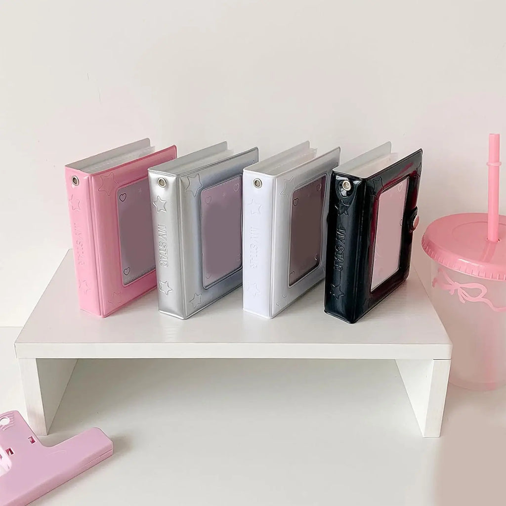 Mini Photo Album 2x3 Inch PVC Cover Hollow Cover 20 Pages Kpop Fans Idol Cards Travel Gift Portable Storage Book Cute Colors Oasis Select