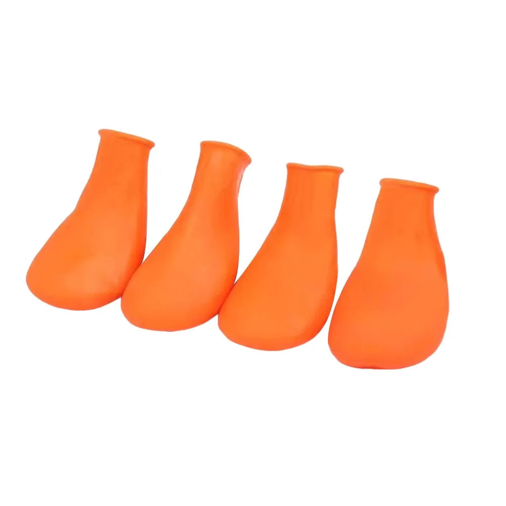 4Pcs Durable Waterproof Dog Shoes Balloon Rubber Anti-slip Pets Boots Pet Rain Boots for Small Dog Chihuahua Large Dogs Oasis Select Orange-S 0-3kg-