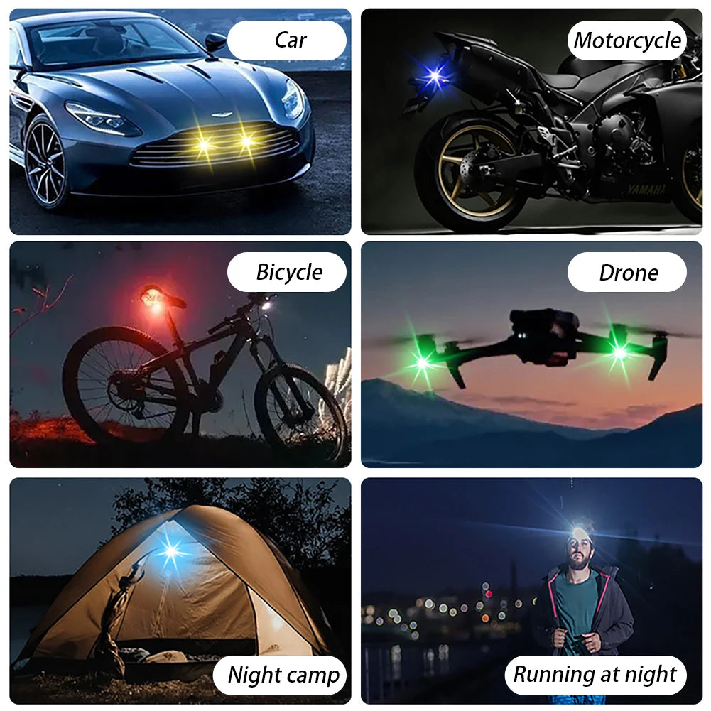 Motorcycle RGB LED Strobe Lights 8 Colors LED Flash Position Wireless Light Aircraft Airplane Helicopter Warning Signal Lights Oasis Select