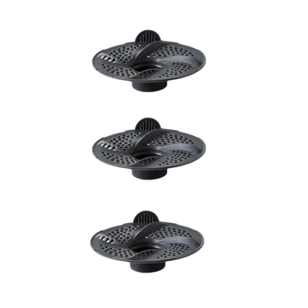 3pcs New Vortex Floor Drain Rotating Bug Proof Hair Collector Mesh Design Anti-Clogging Drain Cover Toilet Area Oasis Select Grey