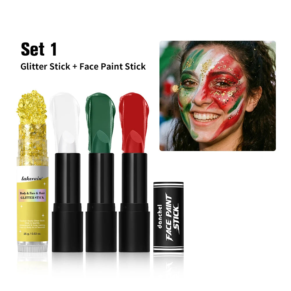 Face Body Paint Stick Set Eye Black Football Baseball Softball Non-Toxic Hypoallergenic Halloween SFX Cosplay Makeup Football Oasis Select set1