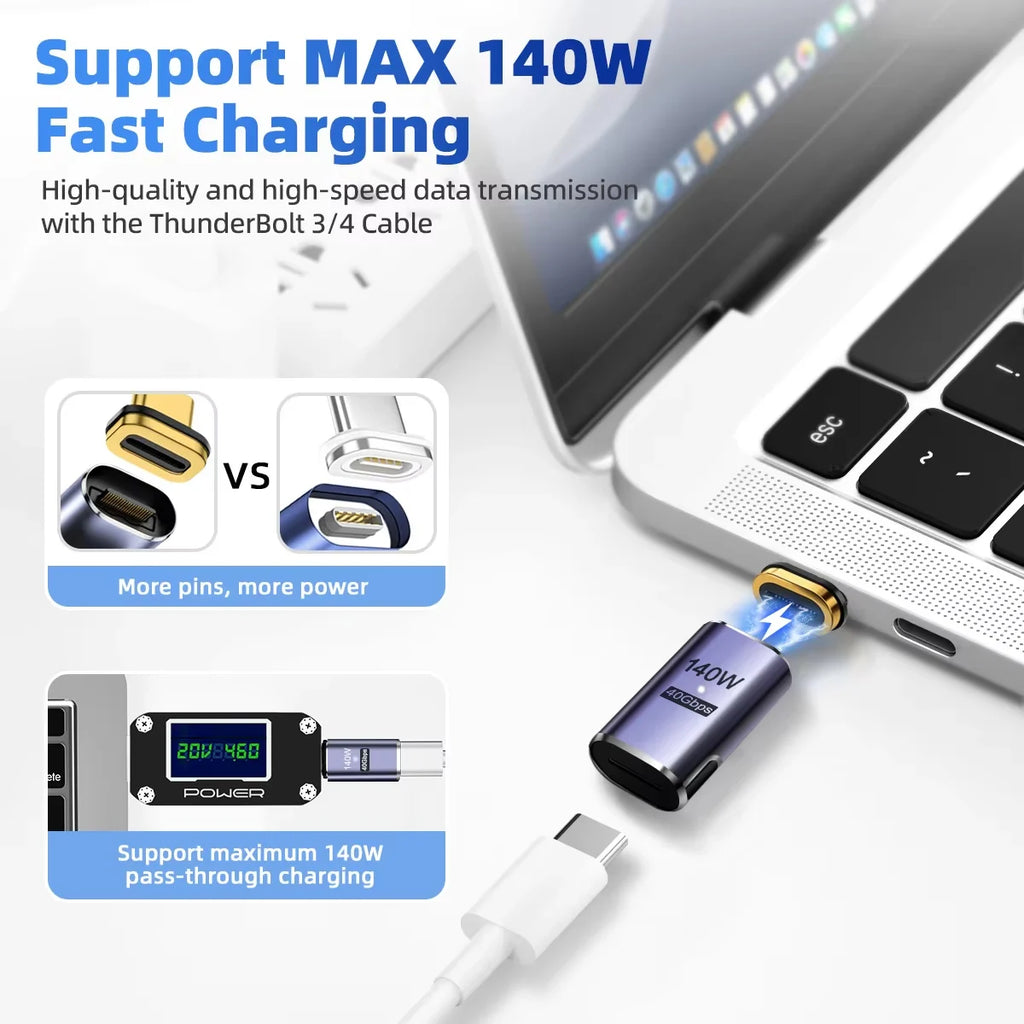 Magnetic USB-C Adapter | USB4 Thunderbolt 3, 140W, 40Gbps, 8K USB-C Magnetic Adapter Oasis Select