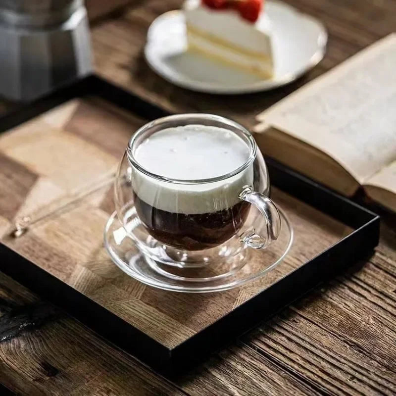 150/300ml Double Bottom Wall Glass Coffee Cup Whiskey Tea Thermal Heat Resistant Cocktail Vodka Shot Wine Mug Tumbler Set Oasis Select