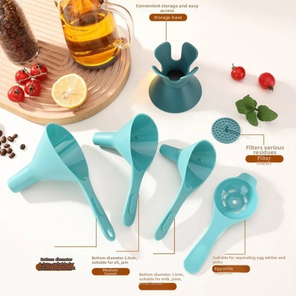 6-in-1 BPA-Free Kitchen Funnel Set with Filter Strainer