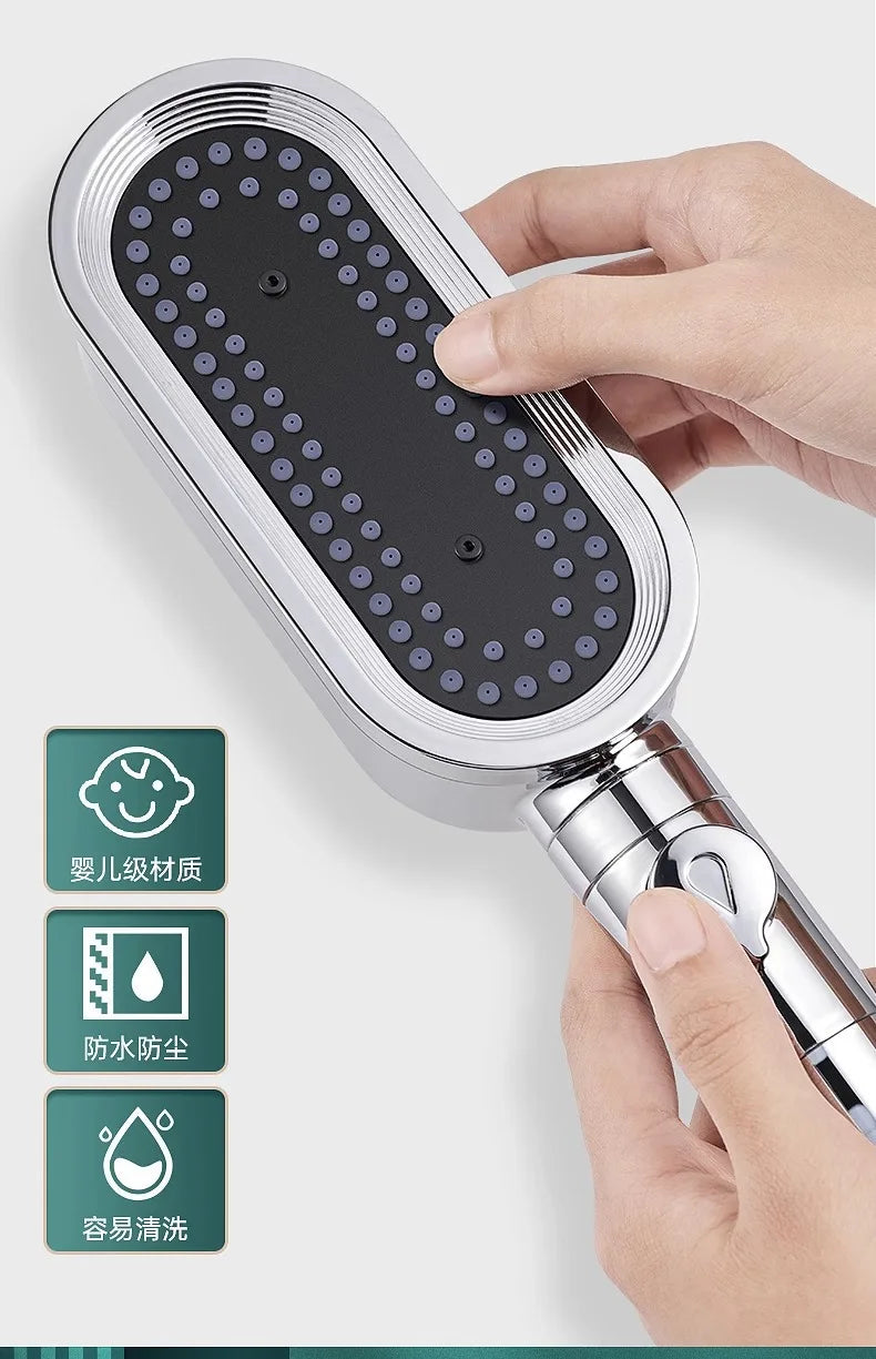 New Design 3 Modes High Pressure Shower Head Built-in Filter Handheld Adjustable Button Water Saving Nozzle Bathroom Accessories Oasis Select