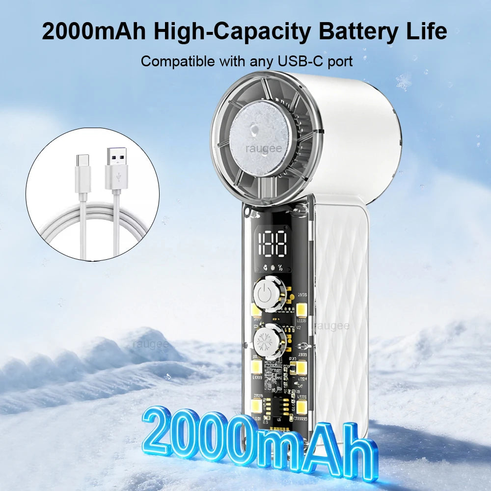 Portable Mini Handheld Fan Mini Turbo Cooling Fan LED Display Outdoor Pocket Hand Fan USBRechargeable Personal Small Fan Oasis Select