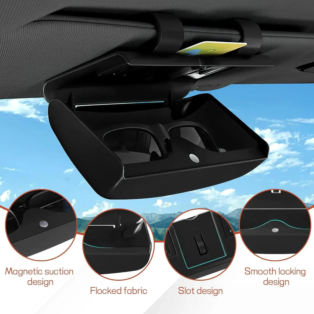 Magnetic Car Sun Visor Glasses Holder & Sunglasses Storage Box