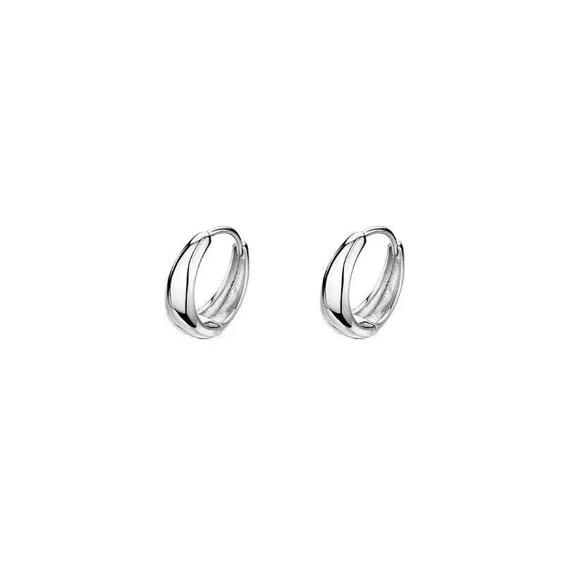 925 Sterling Silver Korean Geometric Hoop Earrings for Women Hoop Earrings Oasis Select silvery
