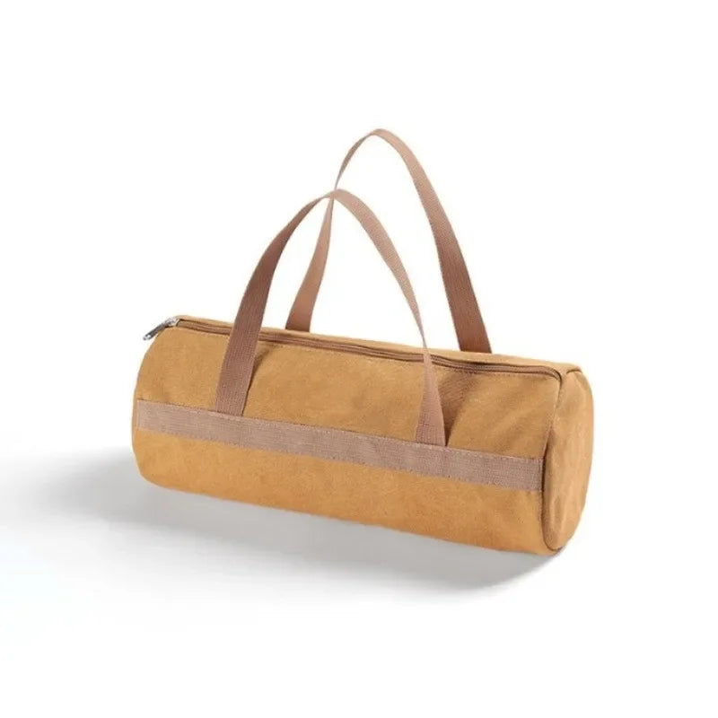 Camping Tools Storage Bag Large Capacity Cylinder Tent Stake Bag Lightweight Tent Peg Ground Nail Holder Bag for Outdoor Camping Oasis Select Brown