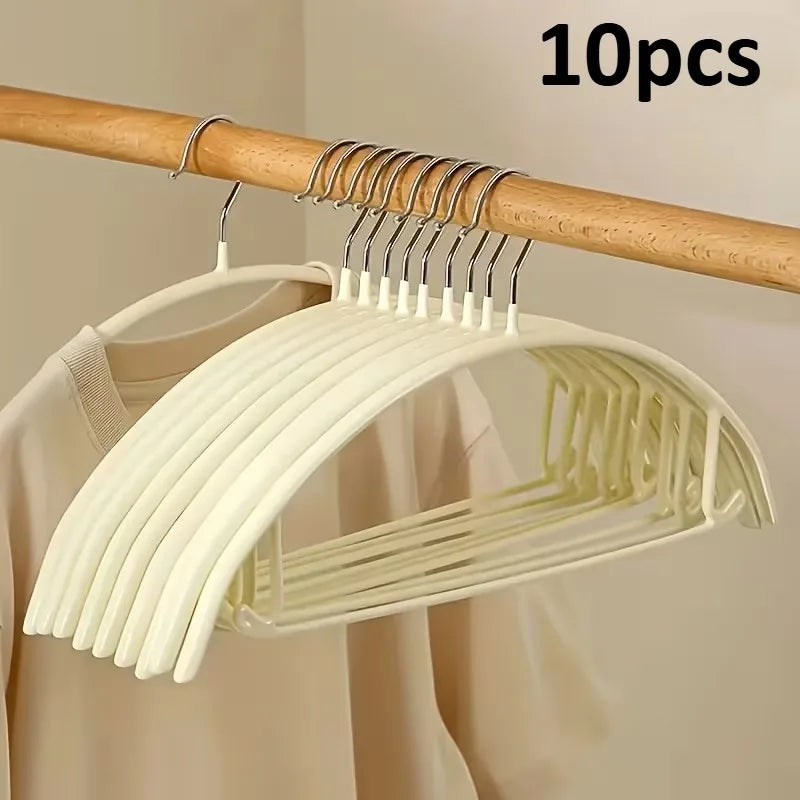 10pcs Non-Slip Hangers,Anti-Shoulder Bump Arc Design,Clothes Hanger Set for Laundry Drying Rack,Space-Saving Hangers for Clothes Oasis Select 10pcs Beige