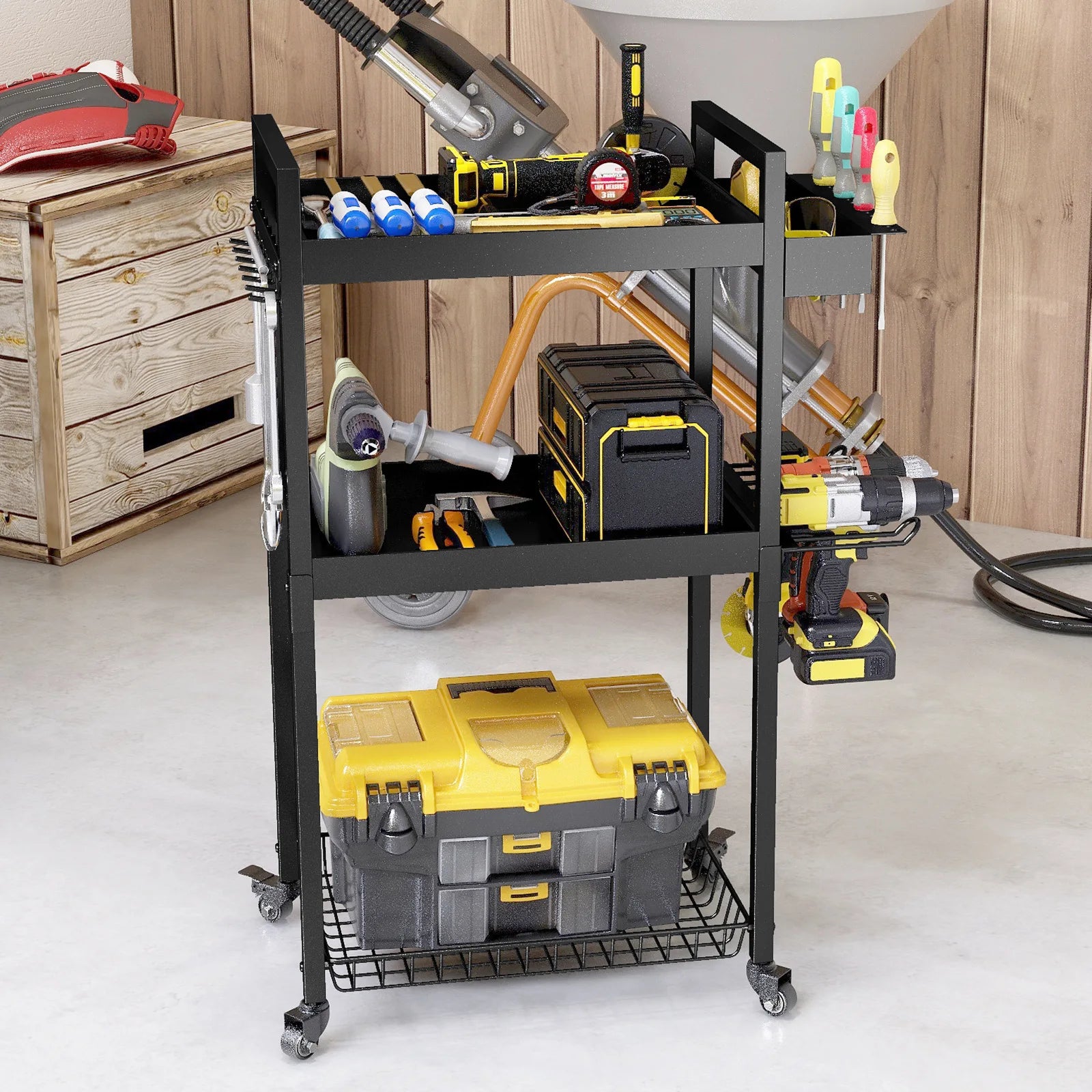 Floor tool storage rack wrought iron hand drill screwdriver tool holder mobile charging drill storage rack Oasis Select