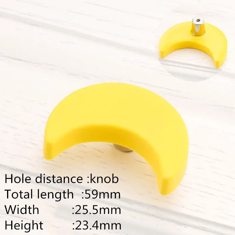 Children Room Rubber Cabinet Knobs and Handles Wardrobe Door Drawer Pulls Cute Star White Cloud Furniture Handle Oasis Select moon yellow