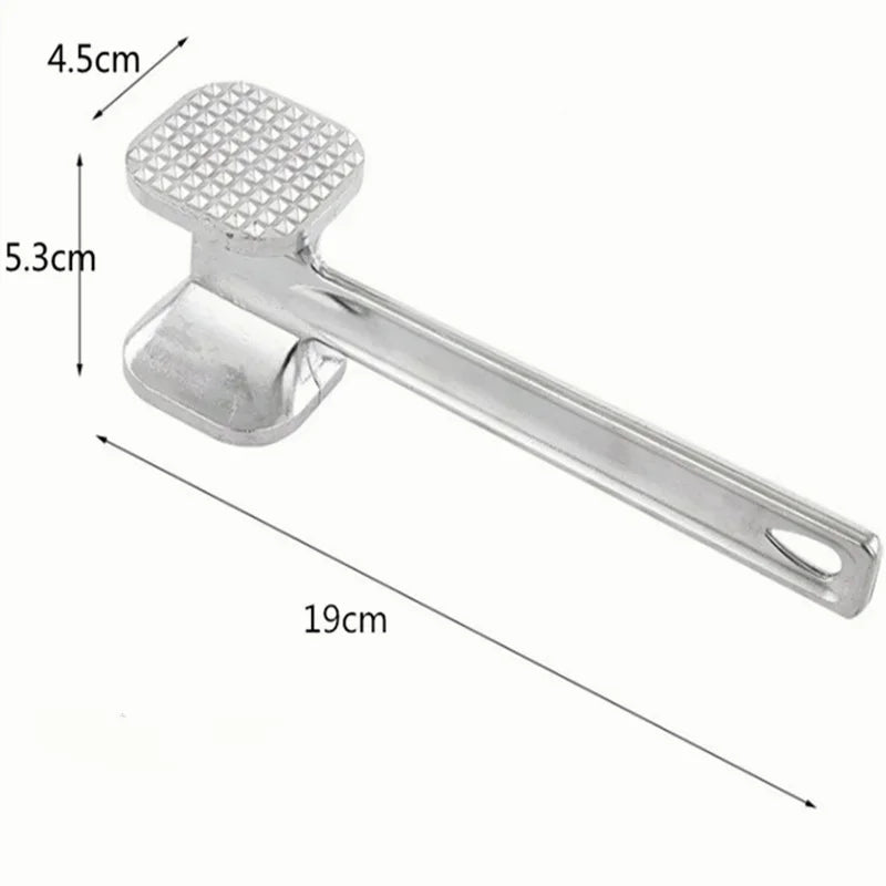 Household aluminum alloy double-sided meat hammer, steak hammer, loose beef tenderizer, kitchen accessory Oasis Select Silver 1PCS