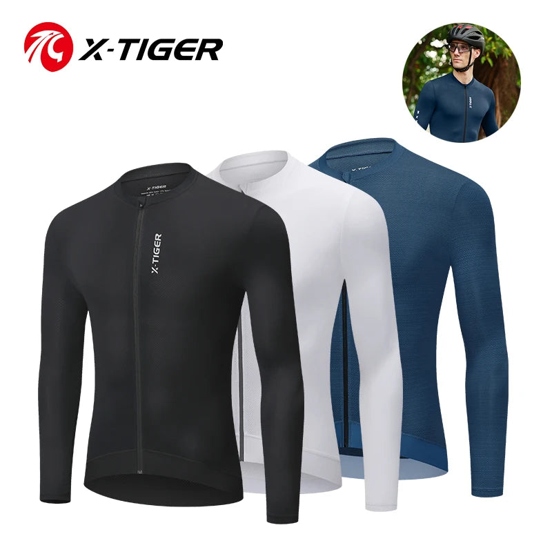X-TIGER Men's Cycling Jacket Autumn Three-pocket Reflective Cycling Jersey Sports Mountain Bike Shirt Ciclismo Long Sleeve Oasis Select