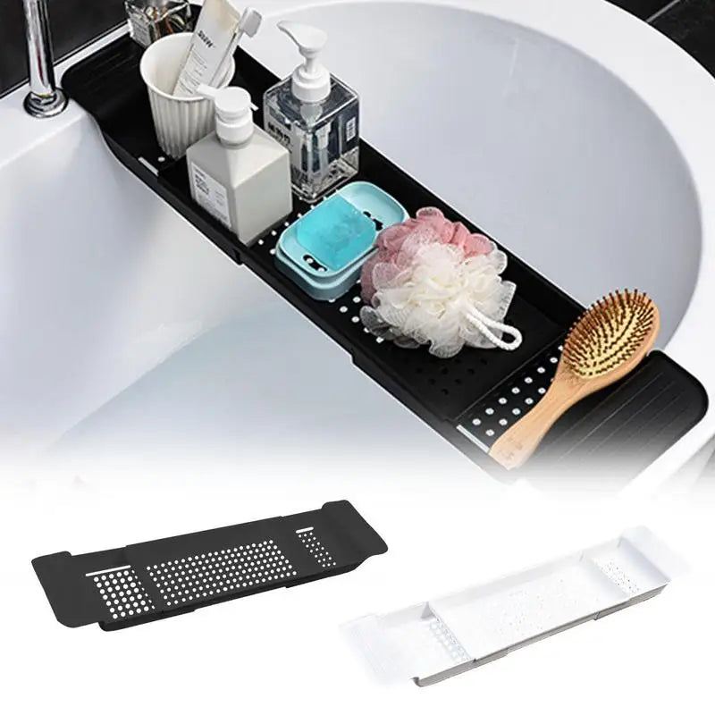 Bathtub Tray Adjustable Bath Tub Organizer Tub Organizer & Holder for Wine Cup Soap Dish Book Space & Phone Slot for Bathroom Oasis Select