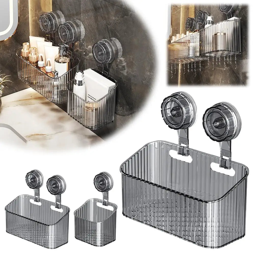 Shower Suction Cup Shelf Basket Punch-free Storage Holder Installation Bathroom Organizer Storage Rotating to Suck Remove Oasis Select