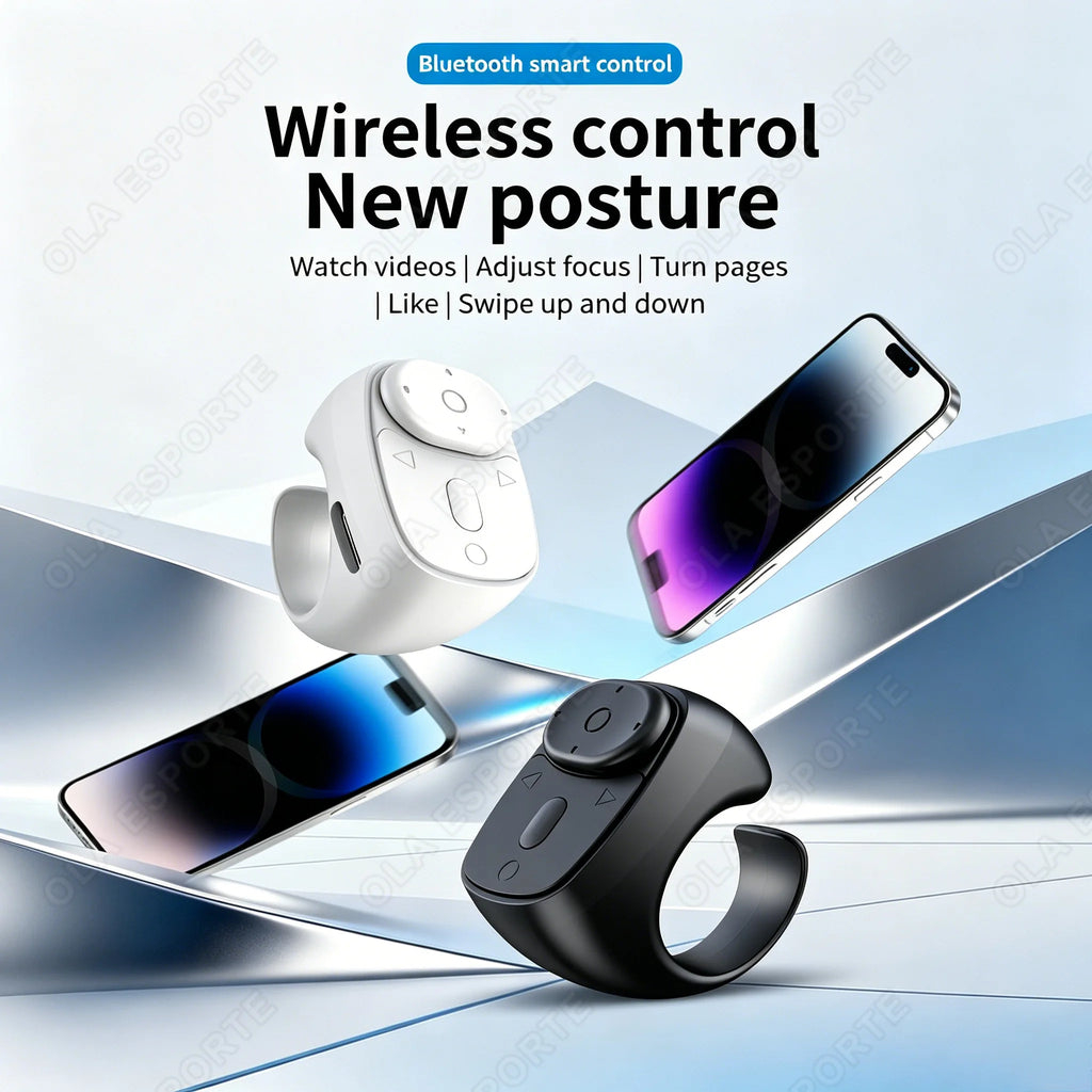 Bluetooth Ring Remote – Page Turner, Camera & Selfie Control