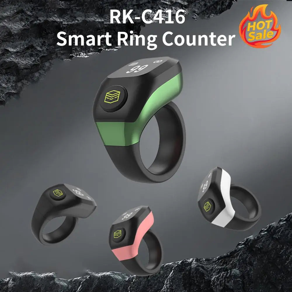 BT5.4 Smart Ring Counter Adjustable Sizes 18mm 20mm 22mm OLED Display Ring Counters Rechargeable for Vibration Prayer Reminders Oasis Select