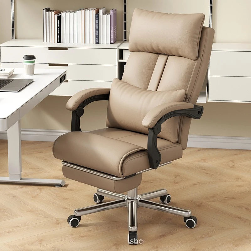 Boss chair office nap ergonomic computer chair home waist comfortable sedentary e-sports sofa chair Oasis Select Rice White