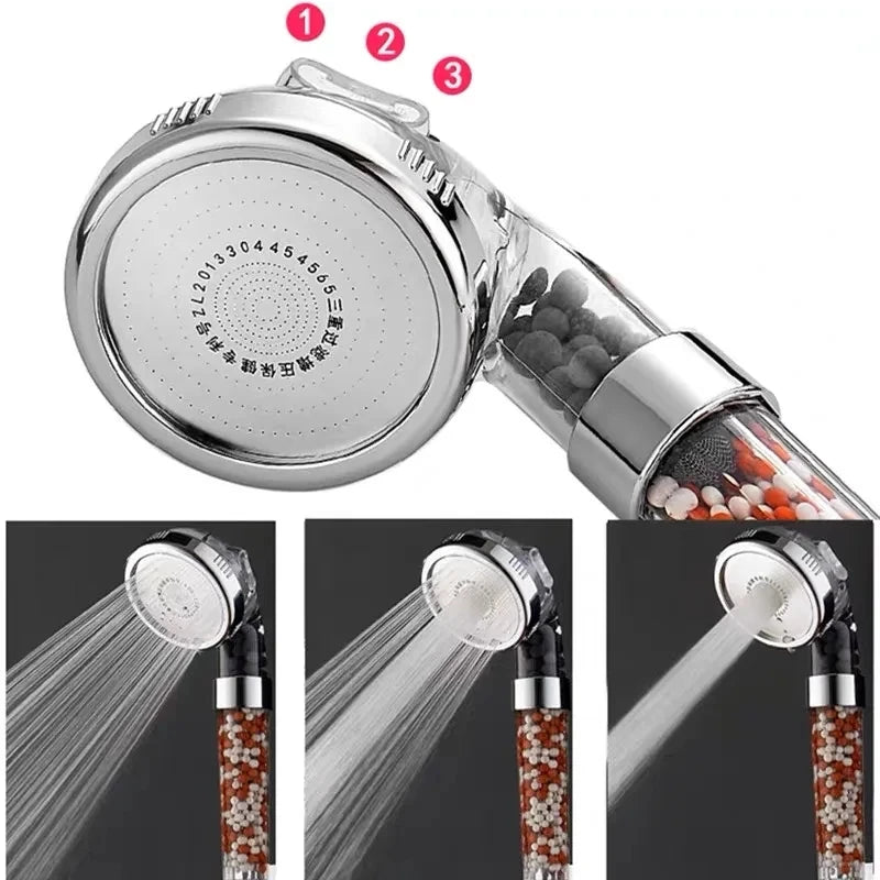 New Link 3 Functions High Pressure SPA Shower Head Water Saving Handheld Rainfall Bathroom Accessory Anion Filter Shower Oasis Select