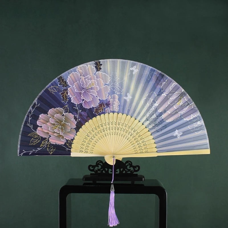 6-inch Portable Folding Fan Chinese-style Peony Flower Fan Summer Folding Craft Fan Oasis Select