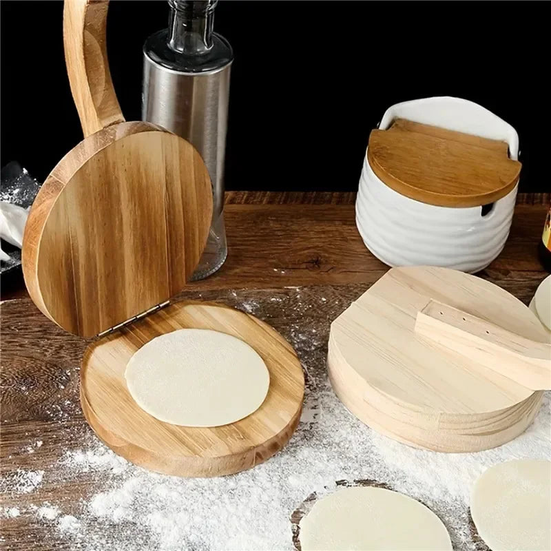 1pc,Solid Wood Dough Press Tool Quick Presser Home Dumpling Wrapper Skin Making Mold Kitchen Pastry Baking Tools Skin Press Mold Oasis Select