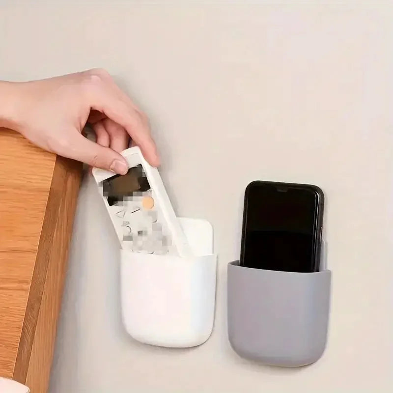 2pcWall Mounted Storage Box Mobile Phone Charging Holder Stand Rack Remote Control Storage Organizer Case For Air Conditioner TV Oasis Select