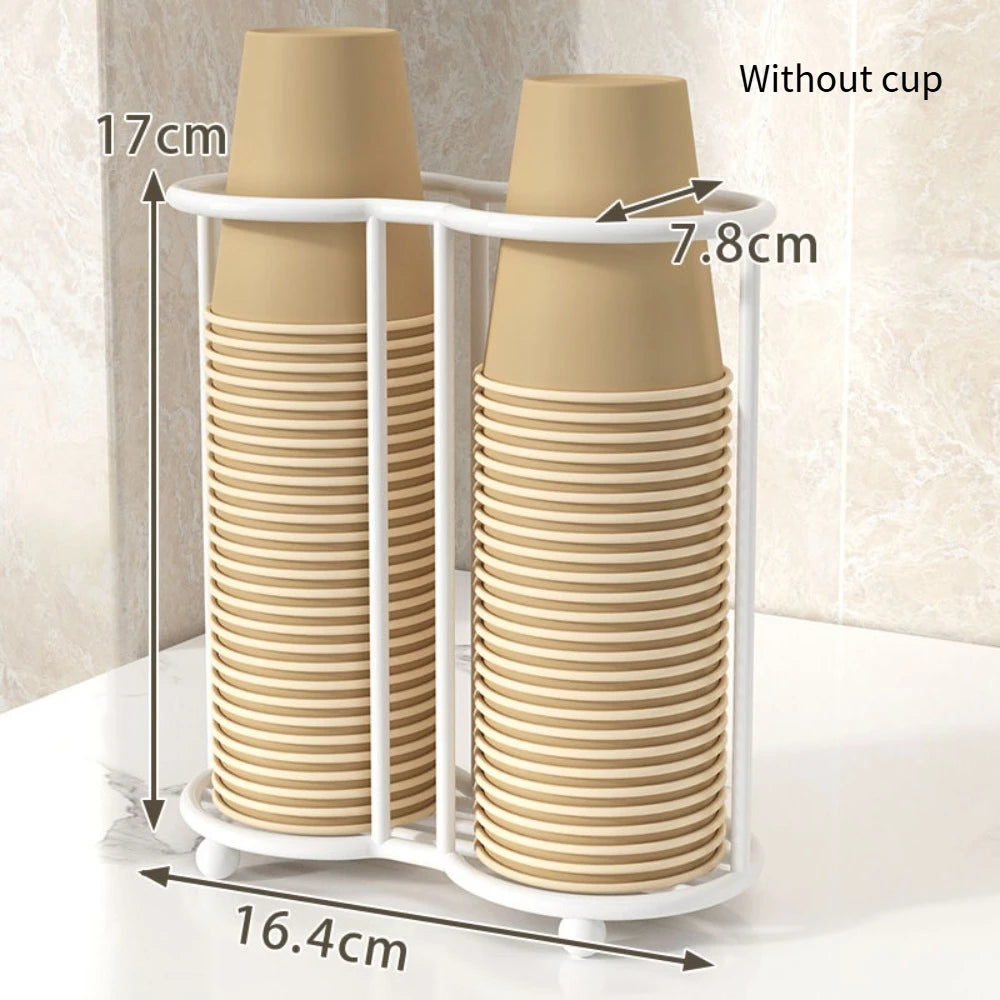 Multifunctional Kitchen Paper Cup Holder Plastic Cup Holder Cup Organizier Desktop Cup Storage Rack Large Capacity Oasis Select Double Grid White