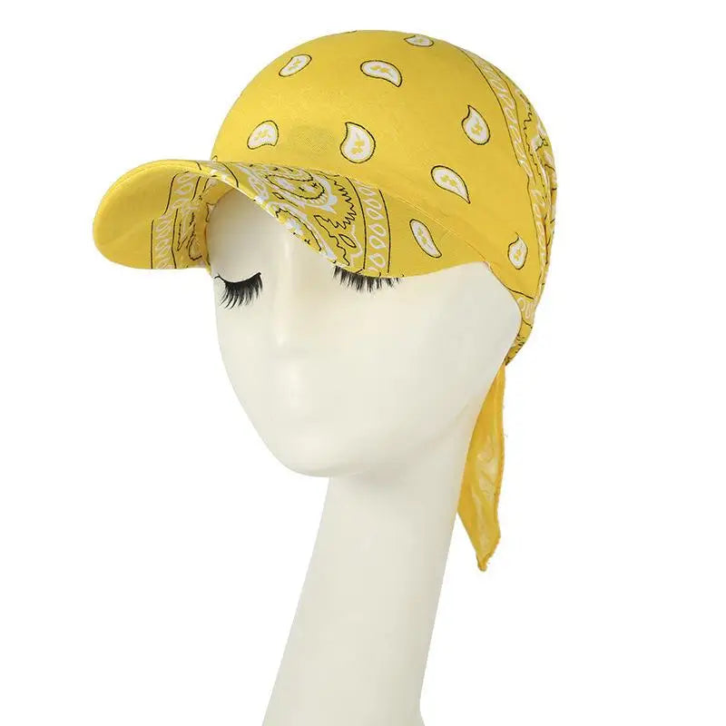 Fashion Wide Brim Baseball Caps Head Scarf Pre-Tied Lightweight Sun Visor Turban Breathable Bandana Scarf Cap Women Outdoor Oasis Select A12