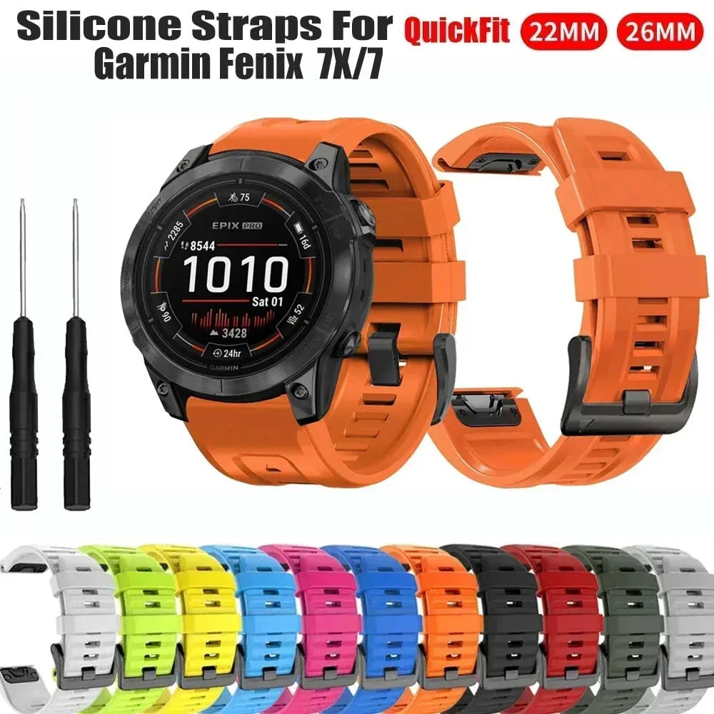 Silicone Watch Band for Garmin Fenix 7X 6X 5X – 22mm & 26mm Smartwatch Band Oasis Select