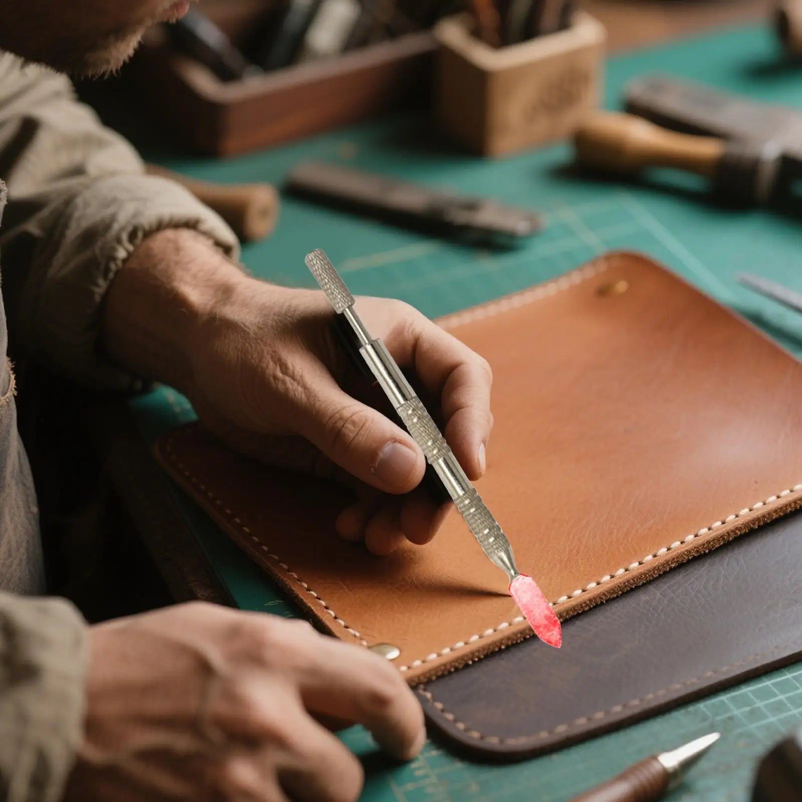 Leather Edge Oil Pen Double Head Leather Edge Paint Pen Multi-Function Printing Tool Handmade Belt Finisher For Men Women Oasis Select