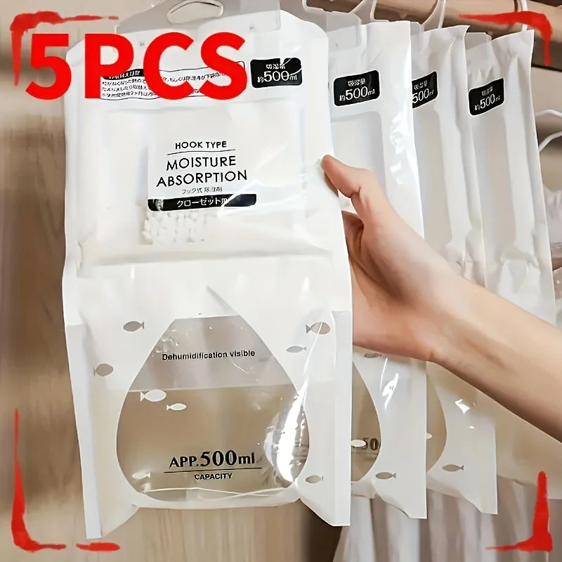 Reusable Moisture Absorber Bag Deodorizer for Closet Wardrobe Clothes No Electricity Needed Home Humidity Control Anti Mold Safe Oasis Select 5 packs 500g