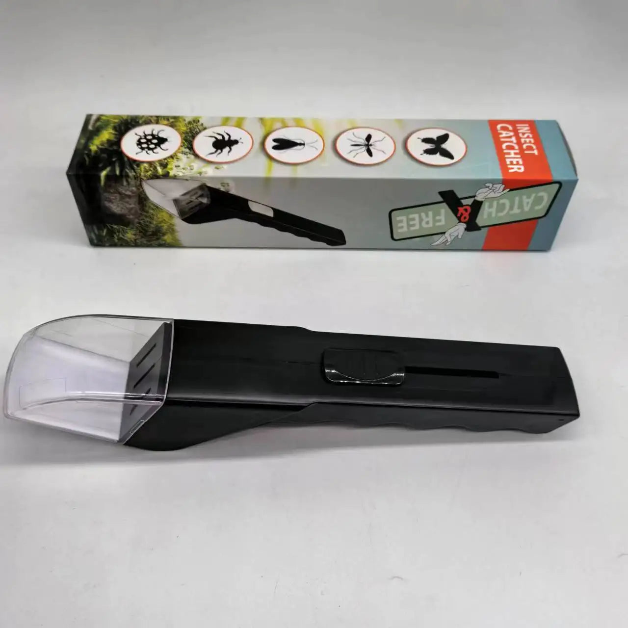 Portable Handheld Insect Catcher Transparent Push Type Insect Observer Contactless Bug Catcher Children's Insect Catching Tools Oasis Select black