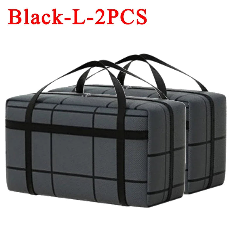 1-4Pcs Large Capacity Clothes Quilt Storage Bag Thickened Moving Storage Bag Portable Handheld Dustproof Luggage Bag Oasis Select Black-L-2PCS