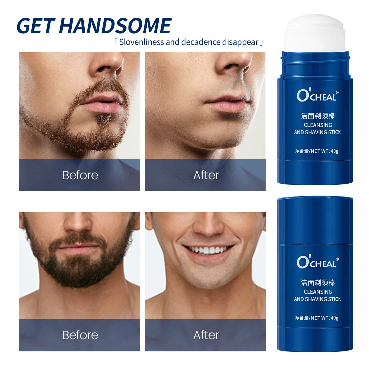 O'Cheal Men's Facial Shaving Gel Stick 40g – Travel Cleanser