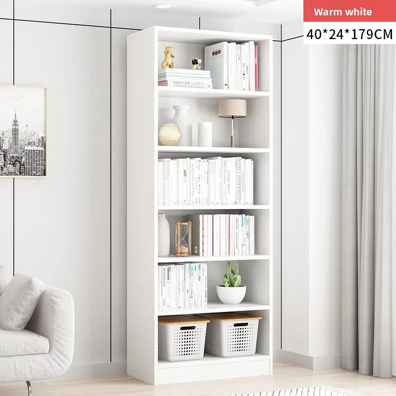 Bookshelf household modern simple floor against the wall large capacity storage shelf living room display cabinet study Oasis Select Warm white-40CM