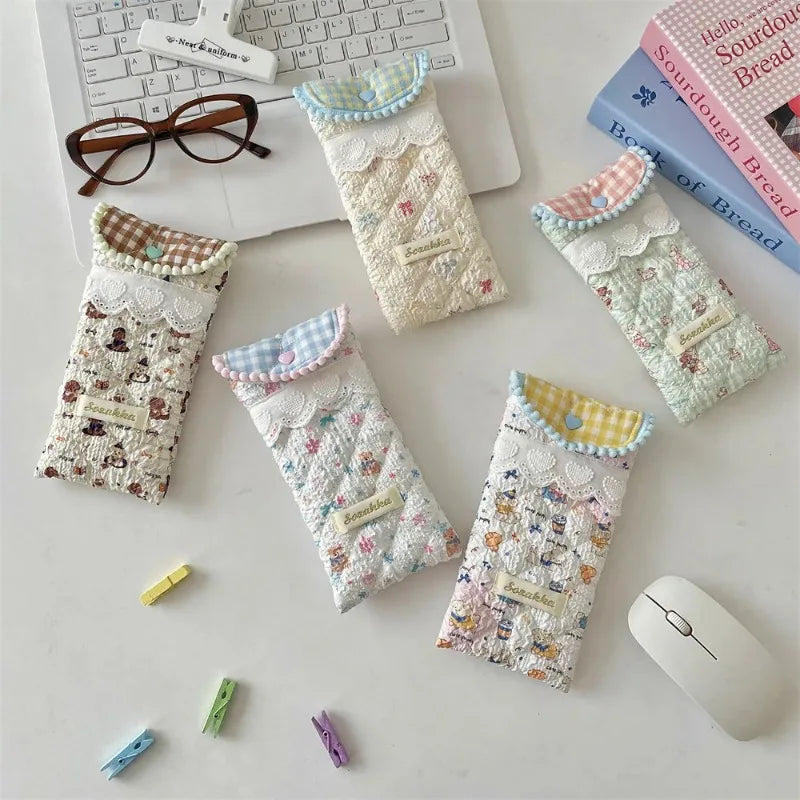 1pcs Cute Cartoon Glasses Case Soft Crush Proof Sunglasses Pouch Portable Eyewear Storage Bag for Girls Daily Use Oasis Select