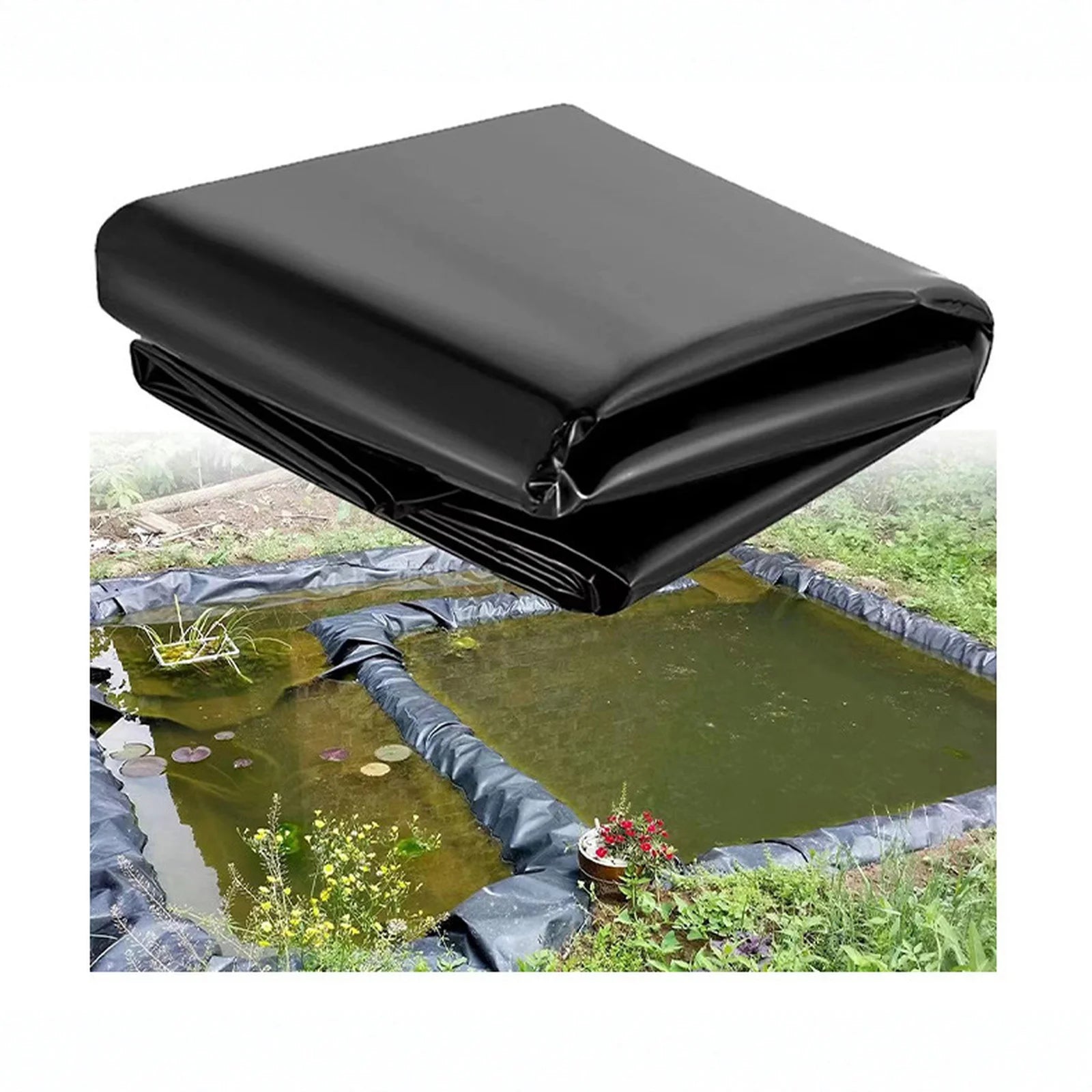 Fish Pond Liner Cloth Waterproof Gardens Pools Membrane Black Flexible Streams Fountains Reinforced Landscaping Pool Liner Oasis Select 1.2X2.1m one size