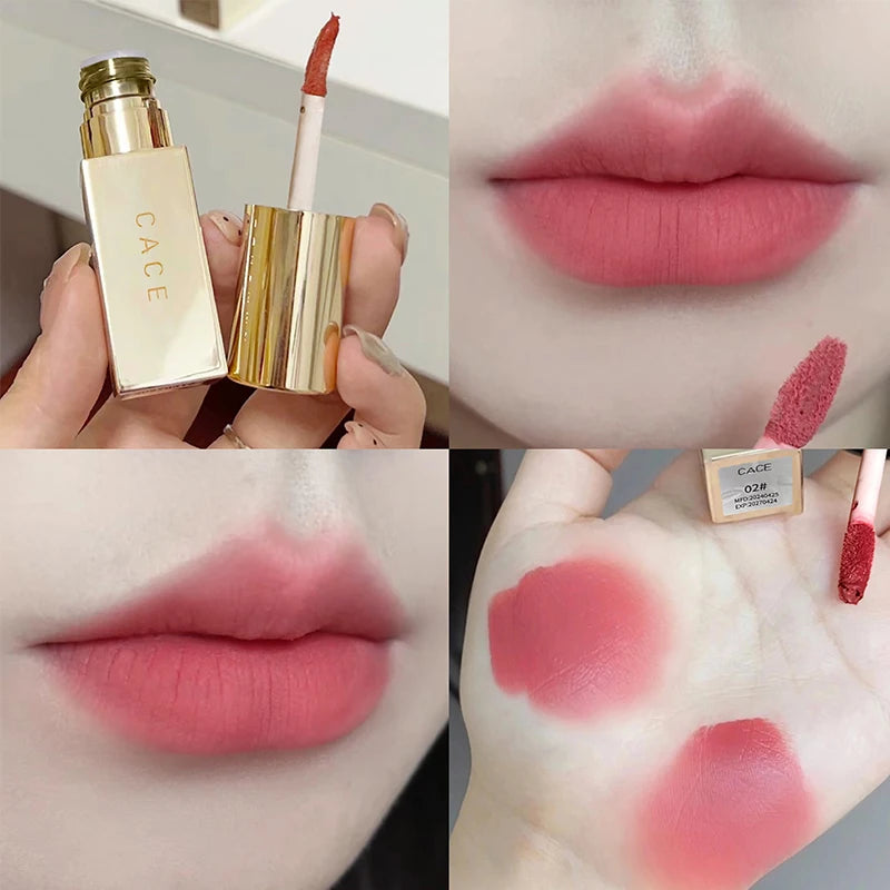 CACE Gold Tube Matter Lip Mud Moisturizing Long Lasting Liquid Lipstick Soft Mist Silky Lipgloss Tint Natural Makeup For Women Oasis Select 02