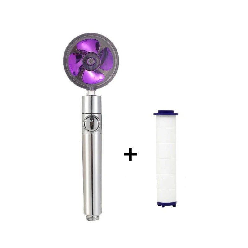 Shower Head Water Saving Flow 360 Degrees Rotating with Filter & Fan ABS Rain High Pressure Spray Nozzle Bathroom Accessories Oasis Select Purple with Filter